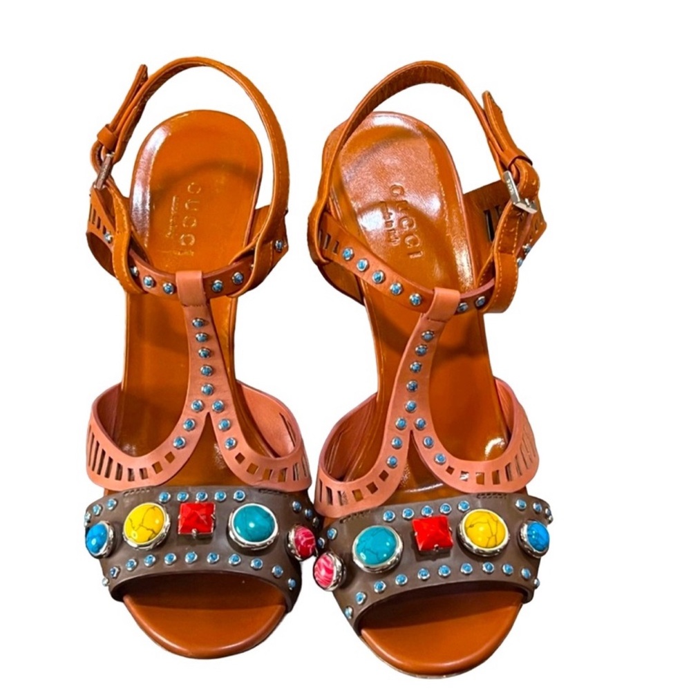 ✅ GUCCI 💯 AUTHENTIC Leather Sandals Size 37 1/2 (6.5) - Picture 10 of 10